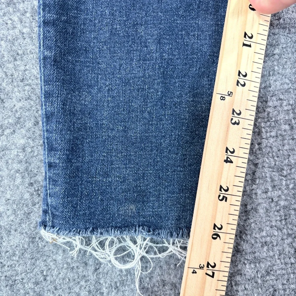 J.Crew 10 High Rise Skinny Jeans 28 Dark Wash Button Fly Raw Hem BC790